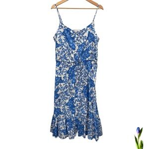 Vineyard Vines Blue and White Floral Midi Dress Size M